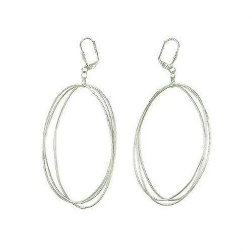 Edie Triple Oval Earrings in Silvertone Handmade and Fair Trade