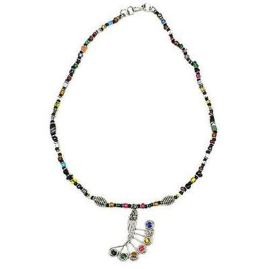 Single Strand Beaded 'Peacock Feather' Multicolor Necklace Handmade and Fair Trade
