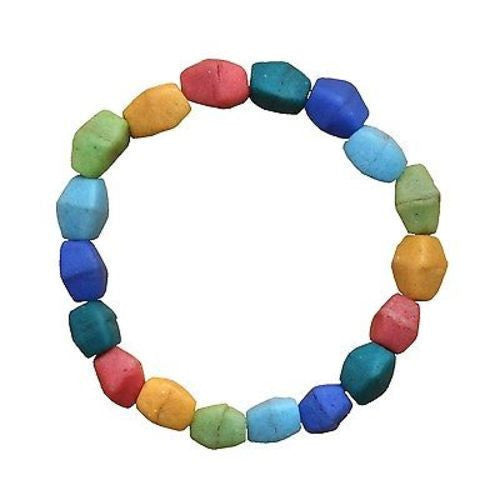Multicolor Rainbow Glass Pebbles Bracelet Handmade and Fair Trade