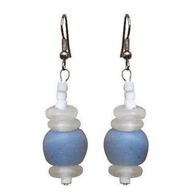 Recycled Blue Glass Abacus Earrings Handmade and Fair Trade