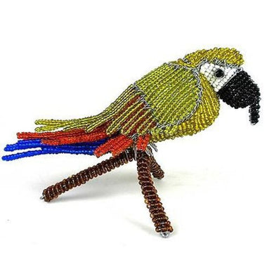 Handmade Beaded Parrot on Branch Handmade and Fair Trade