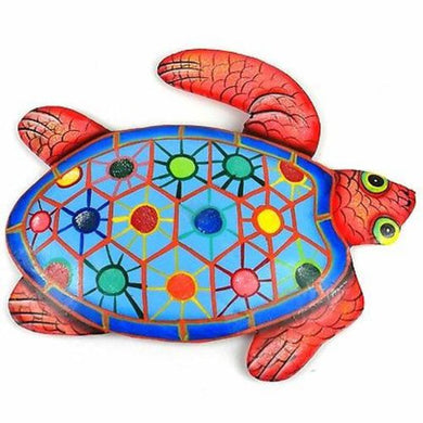 Hand Painted Metal Turtle Tropical Design Handmade and Fair Trade