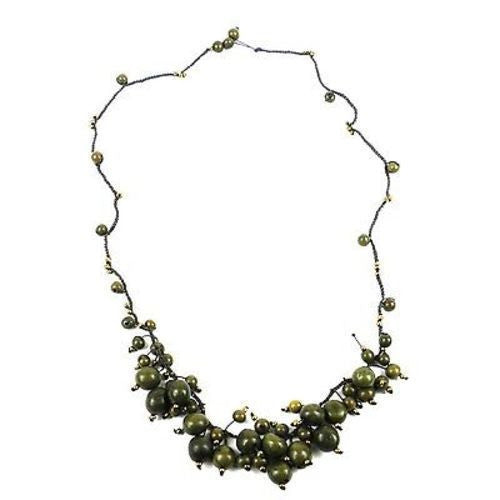 Cloud Forest Necklace in Military Green Handmade and Fair Trade