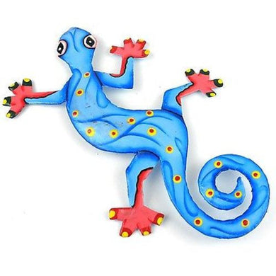 Eight Inch Ocean Blue Metal Gecko - Caribbean Craft