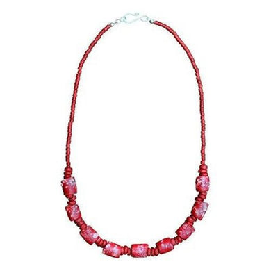 Recycled Glass Marble Necklace in Poppy Handmade and Fair Trade
