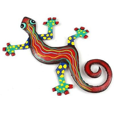 Eight Inch Red Wave Metal Gecko - Caribbean Craft