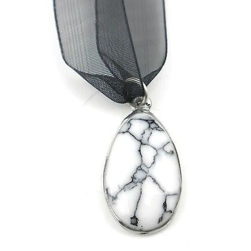 Howlite Pendant on Organza Handmade and Fair Trade