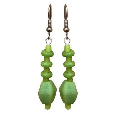 Lime Green Glass Pebbles Earrings Handmade and Fair Trade