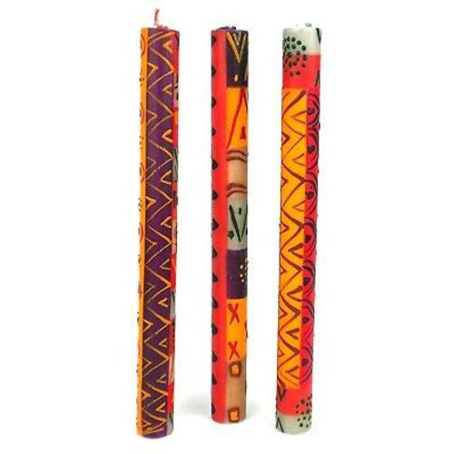 Set of Three Boxed Tall Hand-Painted Candles - Indaeuko Design Handmade and Fair Trade