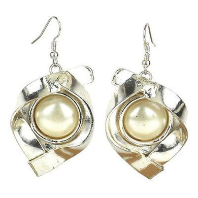 Wrapped Pearl Silverplated Earrings - Brass Images (E)