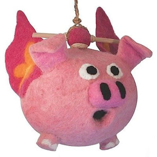 Felt Birdhouse Flying Pig Handmade and Fair Trade