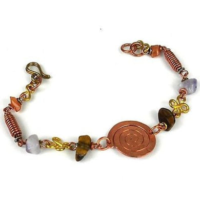 Woven Copper Wire and Colorful Bead Bracelet Handmade and Fair Trade