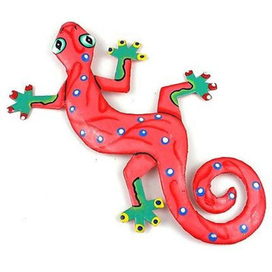 Eight Inch Bright Pink Metal Gecko - Caribbean Craft
