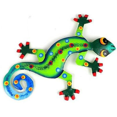 Eight Inch Metal Gecko Jungle Design Handmade and Fair Trade