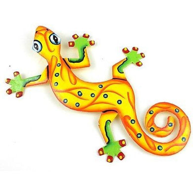 Eight Inch Sunshine Yellow Metal Gecko - Caribbean Craft