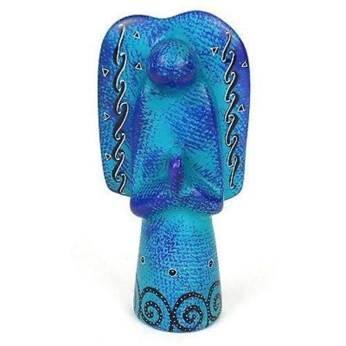 Handcrafted 5-inch Soapstone Angel Sculpture in Blue Handmade and Fair Trade