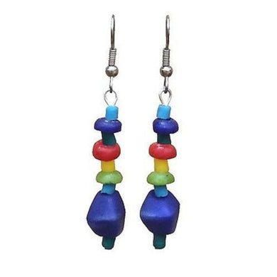 Multicolor Rainbow Glass Pebbles Earrings Handmade and Fair Trade