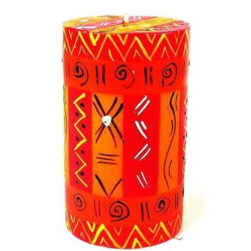 Single Boxed Hand-Painted Pillar Candle - Zahabu Design Handmade and Fair Trade