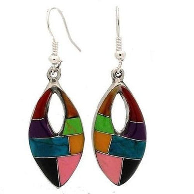 Oval Mosaic Stone Earring with Cut Out Handmade and Fair Trade