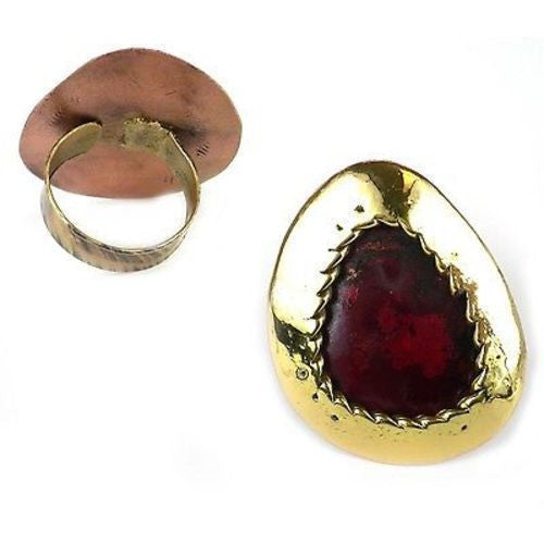 Oval Organic Brass and Copper Ring Handmade and Fair Trade