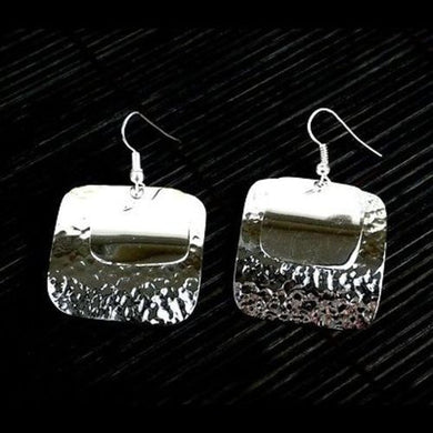 Large Silverplated Double Square Earrings Handmade and Fair Trade