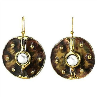 Howlite Brass Disk Earrings Handmade and Fair Trade