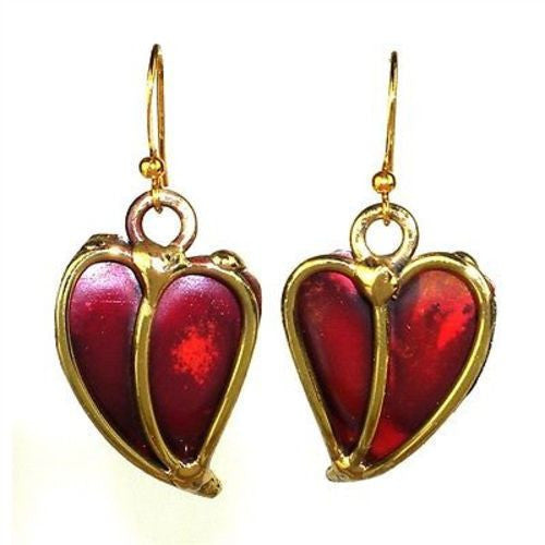 Heart Copper and Brass Earrings Handmade and Fair Trade