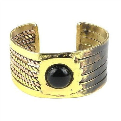 Onyx Ethnic Brass and Copper Cuff Handmade and Fair Trade