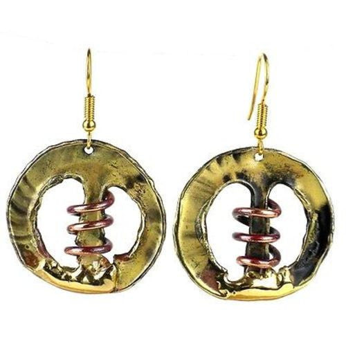 Copper Spring Brass Earrings Handmade and Fair Trade