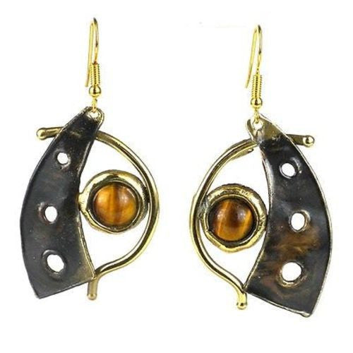 Golden Tiger Eye Domino Earrings Handmade and Fair Trade