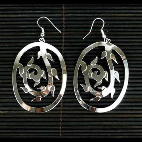 Large Silverplated Vine Earrings Handmade and Fair Trade