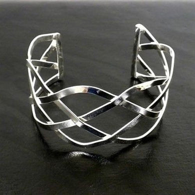 Silver Overlay Cuff  Woven Design Handmade and Fair Trade