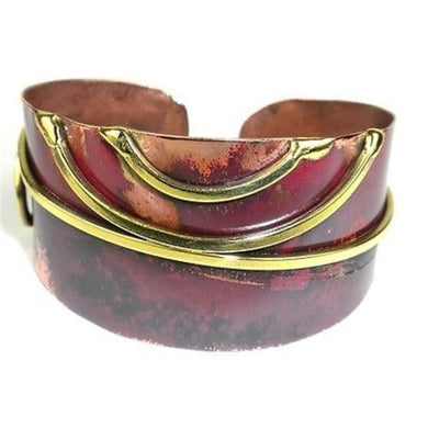 Red Copper and Brass Scroll Oval Cuff Handmade and Fair Trade