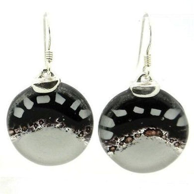 White to Black Fused Glass Earrings with Sterling Silver Handmade and Fair Trade