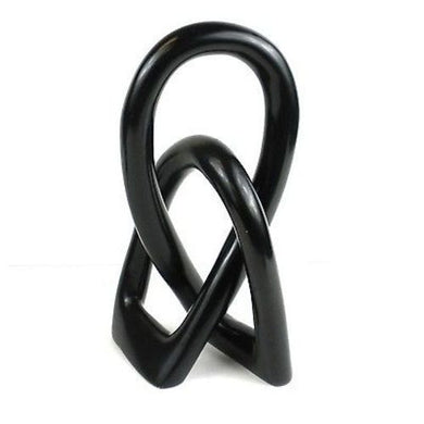 Natural Soapstone 8-inch Lover's Knot in Black Handmade and Fair Trade