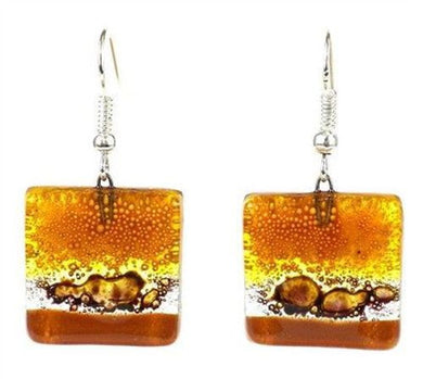 Handcrafted Sahara Square Fused Glass Earrings Handmade and Fair Trade