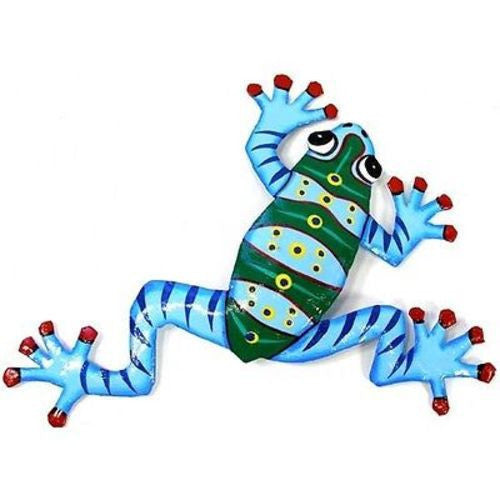 Ten Inch Metal Blue Frog Handmade and Fair Trade