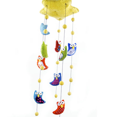 Felt Owl Mobile - Bright Colors - Global Groove